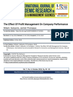 The Effect of Profit Management On Company Performance: Widarti, Subiyanto, Jamilah Pramajaya