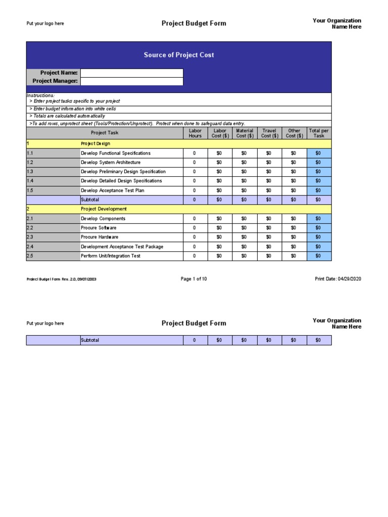 Project Budget Template | PDF | Specification (Technical Standard ...