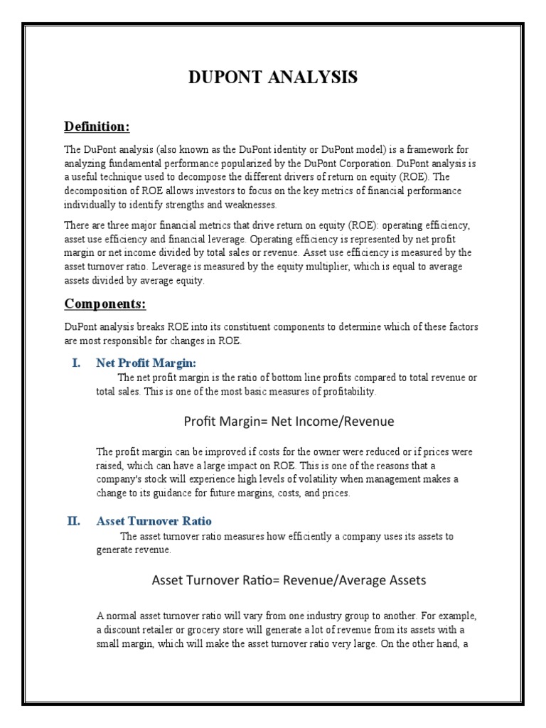 Dupont Analysis Definition PDF Leverage (Finance) Revenue