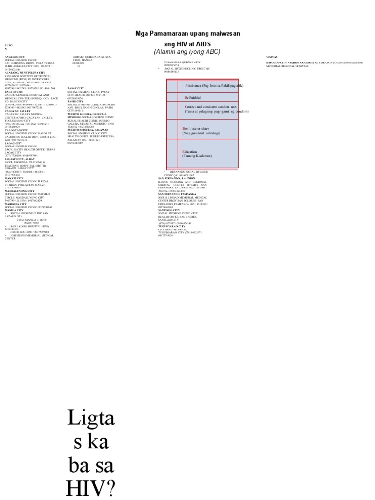 Mga Pamamaraan Upang Maiwasan Ang HIV at AIDS: (Alamin Ang Iyong ABC ...