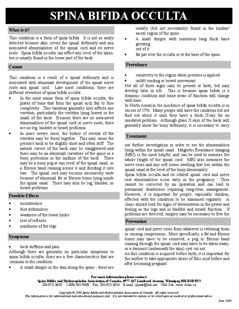 spinabifidaOCCULTA Vertebral Column Spinal Cord