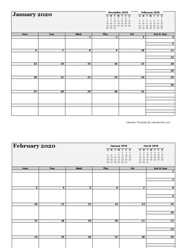 2020 Blank 3 Month Calendar | PDF