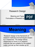 Research Design: Meaning and Types. Formulation of Research Problem