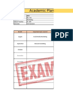 Academic Plan 2019-2020: Department: BBM Hod: Ms. Xyz Subject: Marketing Subject Teacher: Dr. Abc Semester: 3rd Semester