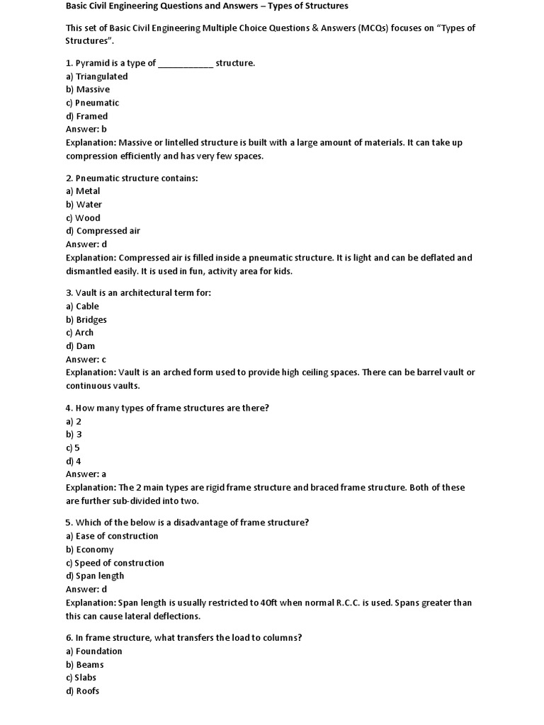 Civil Questions and AnswersBuildingConstruction PDF PDF Truss Mortar (Masonry)