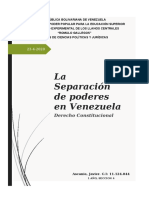 Informe de Derecho Constitucional, SEPARACION DE PODERES EN VENEZUELA