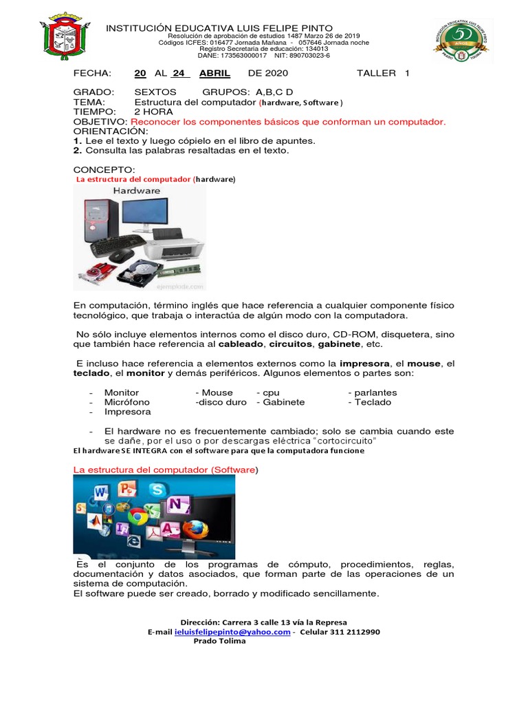 Grado Sexto Taller 1 | PDF | Hardware de la computadora | Bienes ...