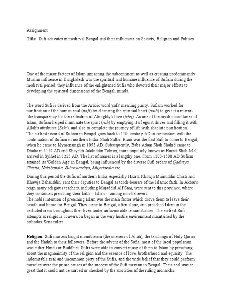 The Spread of Sufism and its Influences on Religion, Society, and ...
