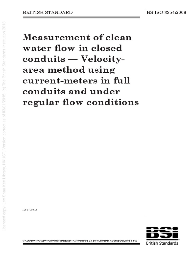 ISO 3354 - 2008 Velocityarea Methods | PDF | International Organization ...