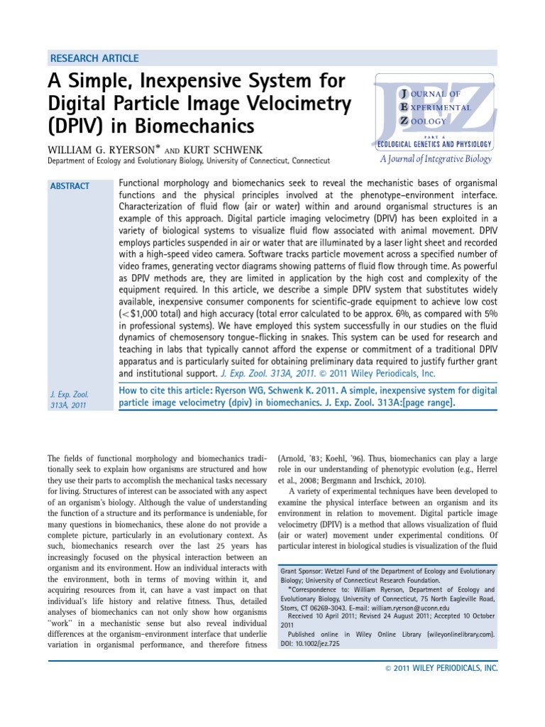 Affordable DPIV System for Biomechanics | PDF | Vortices | Camera