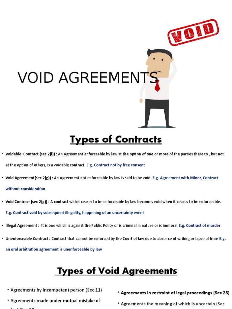Types of Void Agreements Explained | PDF | Restraint Of Trade | Law Of ...