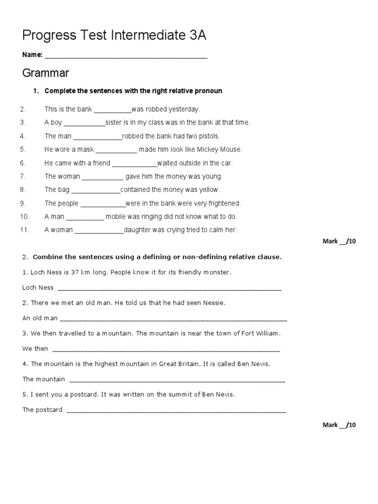 Progress Test Intermediate 3B | PDF