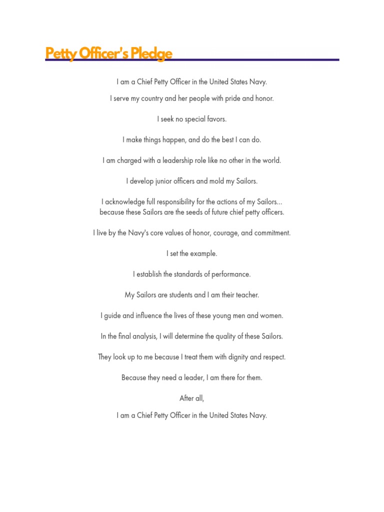 Petty Officer's Pledge | PDF