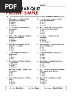 Present Simple, Grammar Quiz PDF