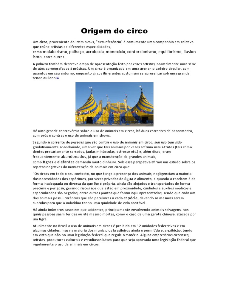 Origem Do Circo Pdf