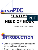 Topic: "Unity" Need of Hour