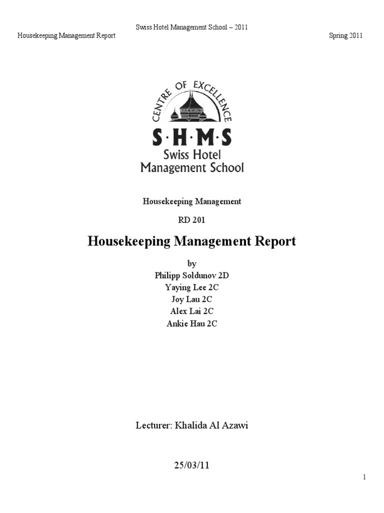 Housekeeping Management Report PDF Recruitment Hotel
