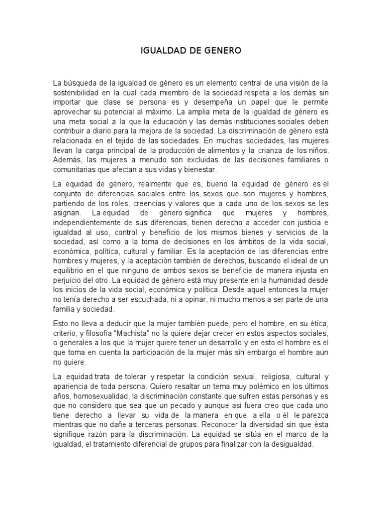 Promoviendo la Igualdad de Género | PDF | Igualdad de género | Estudios ...
