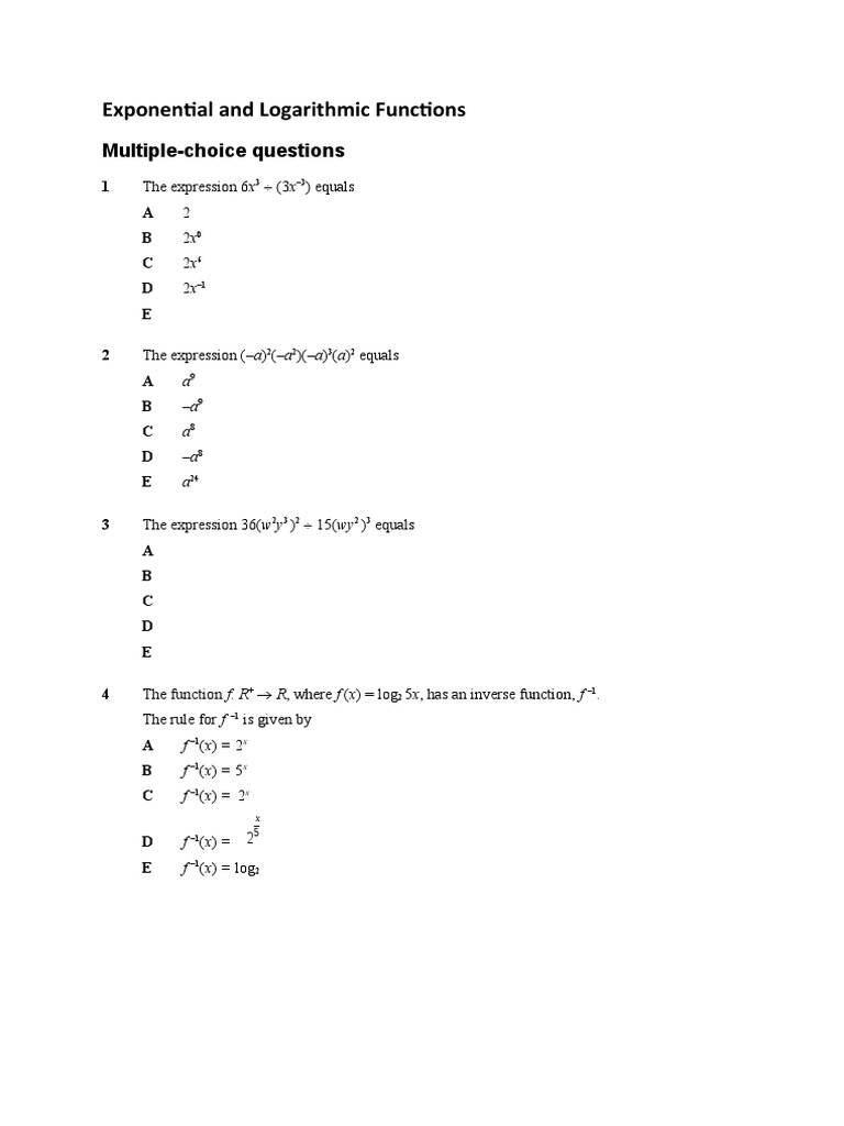 Exponential and Logarithmic Functions | PDF | Exponential Function ...