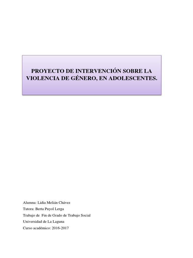 Proyecto de Intervención en Violencia de Género | PDF | La violencia ...