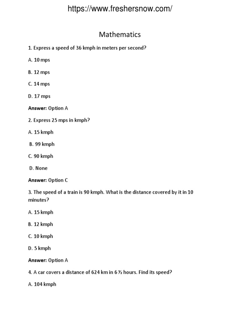Mathematics: Answer: Option A | PDF
