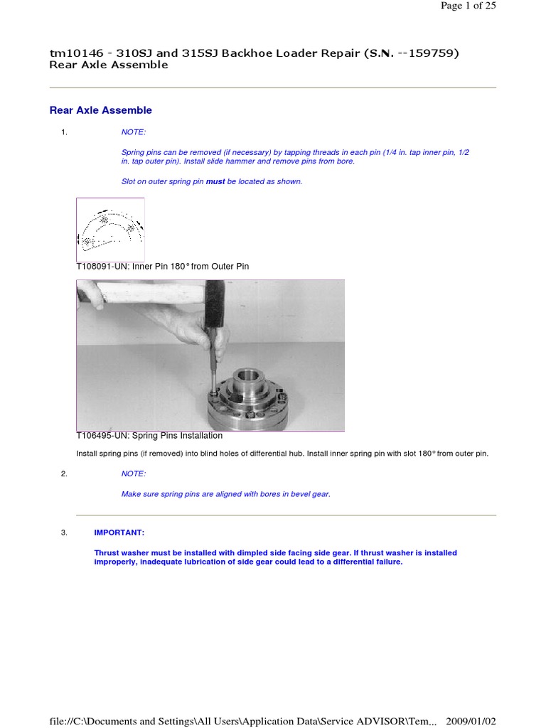 Rear Axle Assembly for 310SJ/315SJ | PDF | Axle | Gear