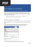 Sample First Table of Contents