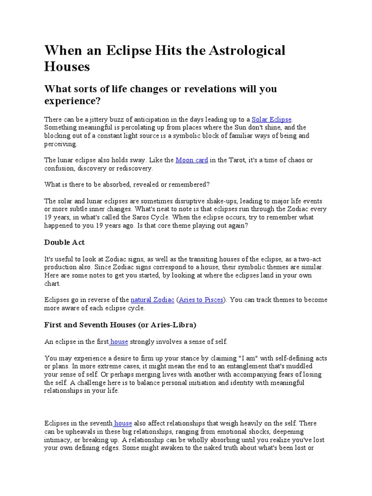 Eclipses in The Houses PDF Solar Eclipse Astrological Sign