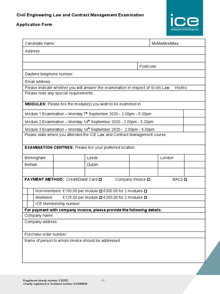 Civil Engineering Exam Application Form | PDF | Invoice | Test (Assessment)