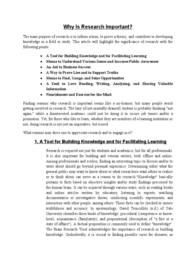 Why Is Research Important Pdf Research And Development Sleep