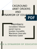 Background Relevant Orders AND Dynamism of Education