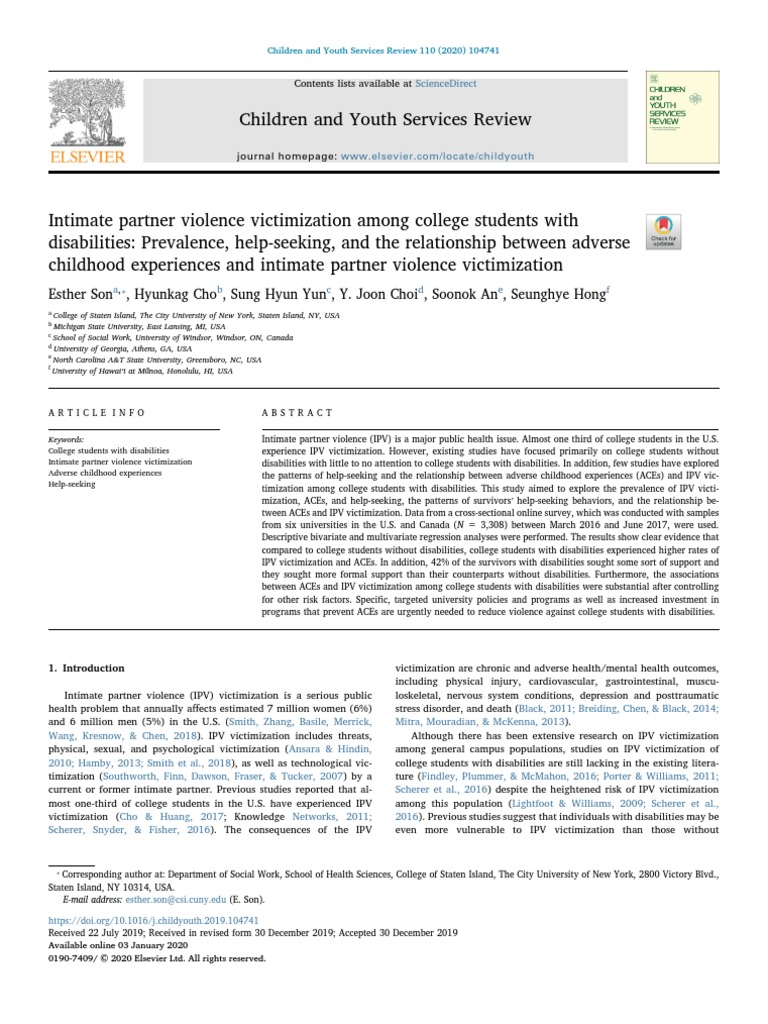 Intimate Partner Violence Victimization Among College Students With ...