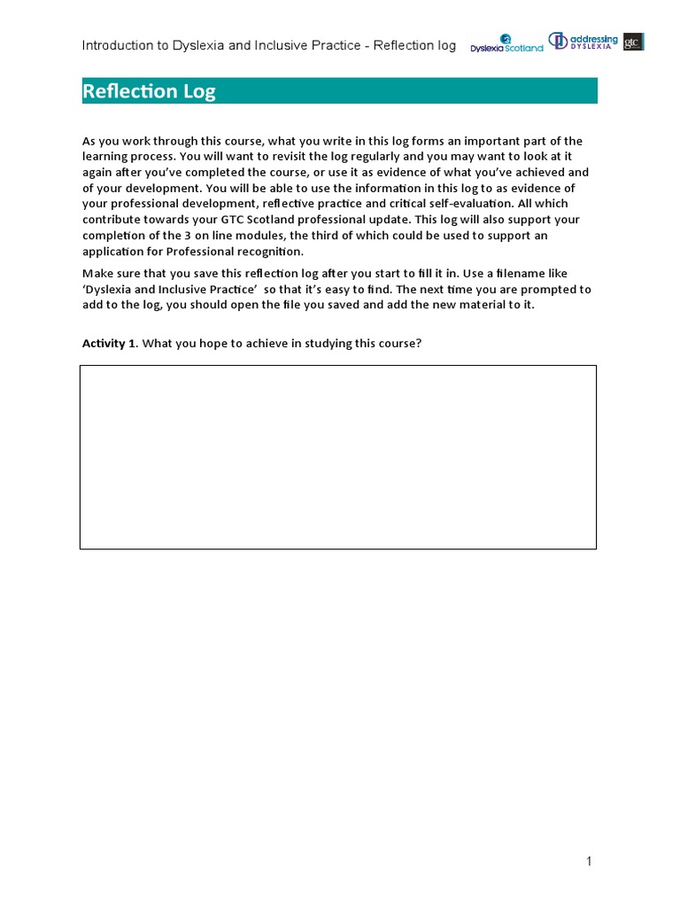 Dyslexia and Inclusive Practice Log | PDF