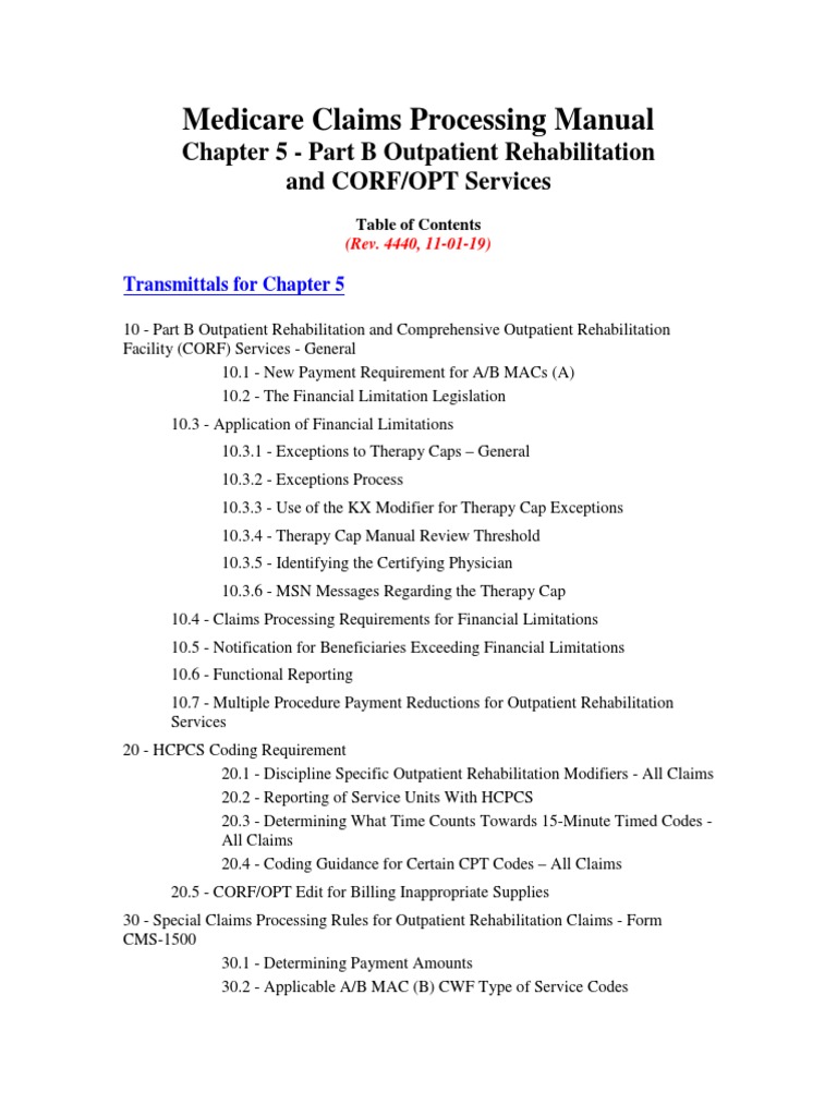 Medicare Claims Processing Manual Chapter 5 Part B Outpatient