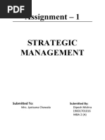 Assignment - 1 Strategic Management: Submitted To