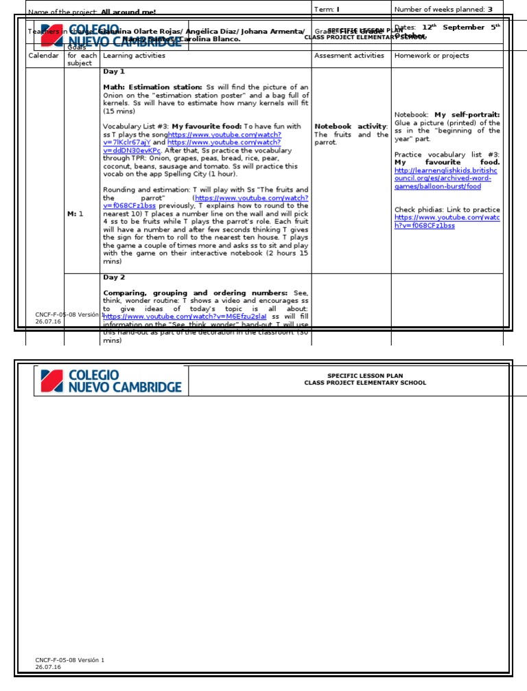 First Grade Project: All Around Me! | PDF | Education Theory ...