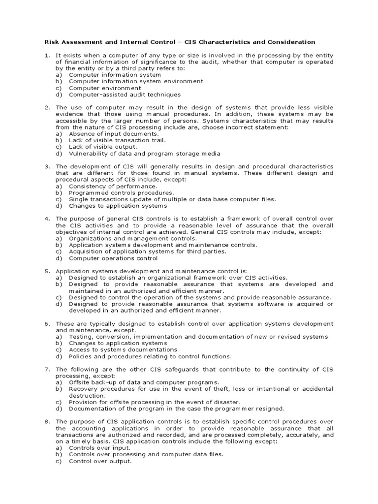CIS Risk Assessment and Control Guide | PDF | Internal Control | System