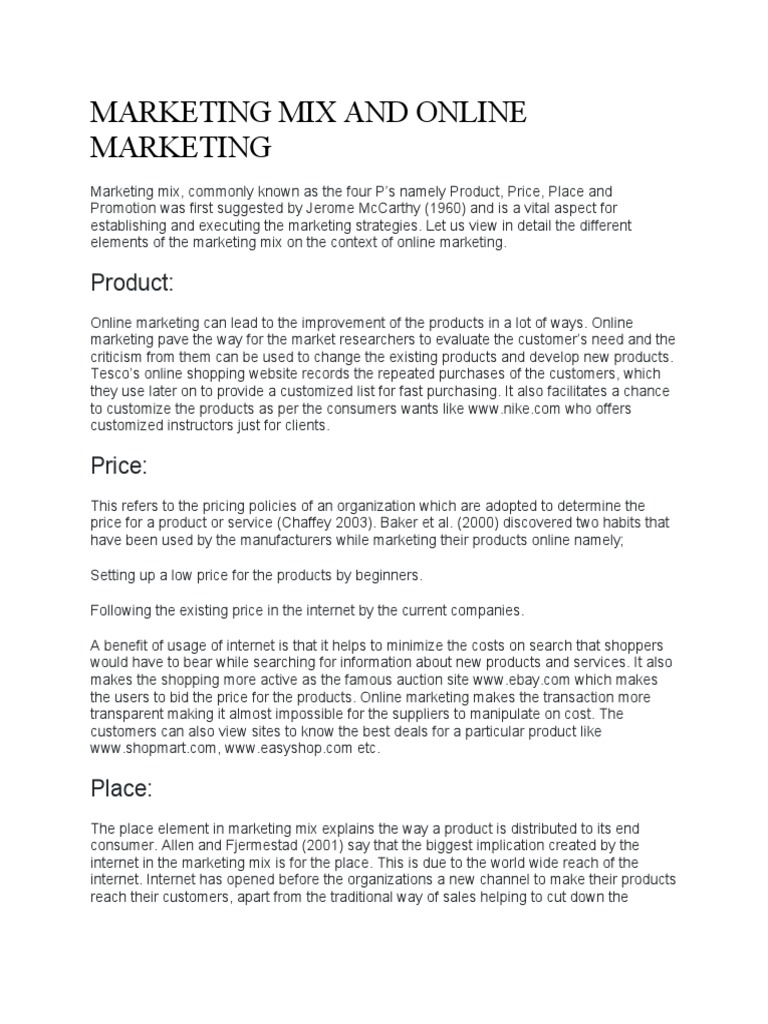 Online Marketing and the Marketing Mix | PDF | Auction | E Bay