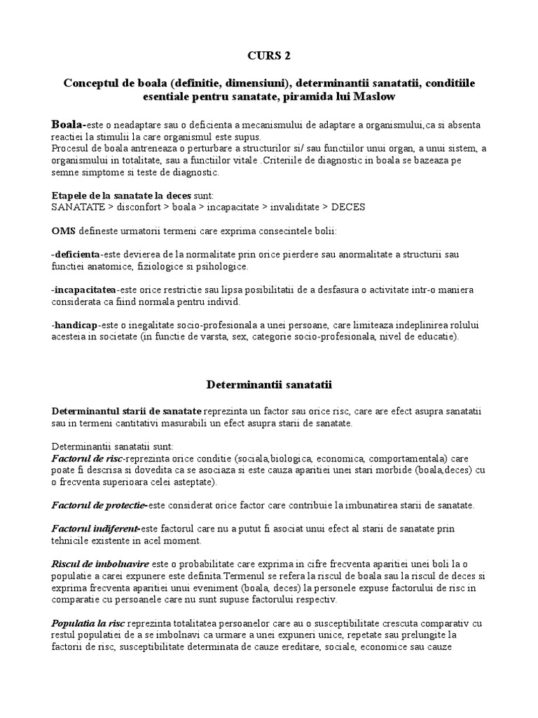 CURS 2 Conceptul de Boala PDF | PDF