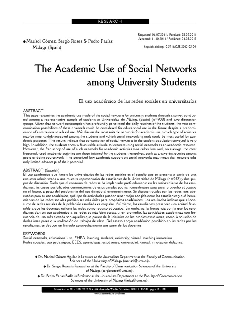 The Academic Use of Social Networks Among University Students | PDF ...