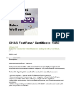 Chas Fastpass Certificate: 450: Perfect For Construction-Related Businesses Needing The Chas Certificate