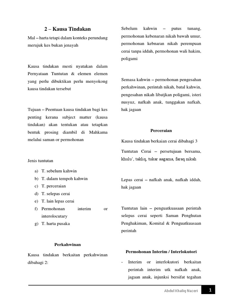 2 Kausa Tindakan Pdf