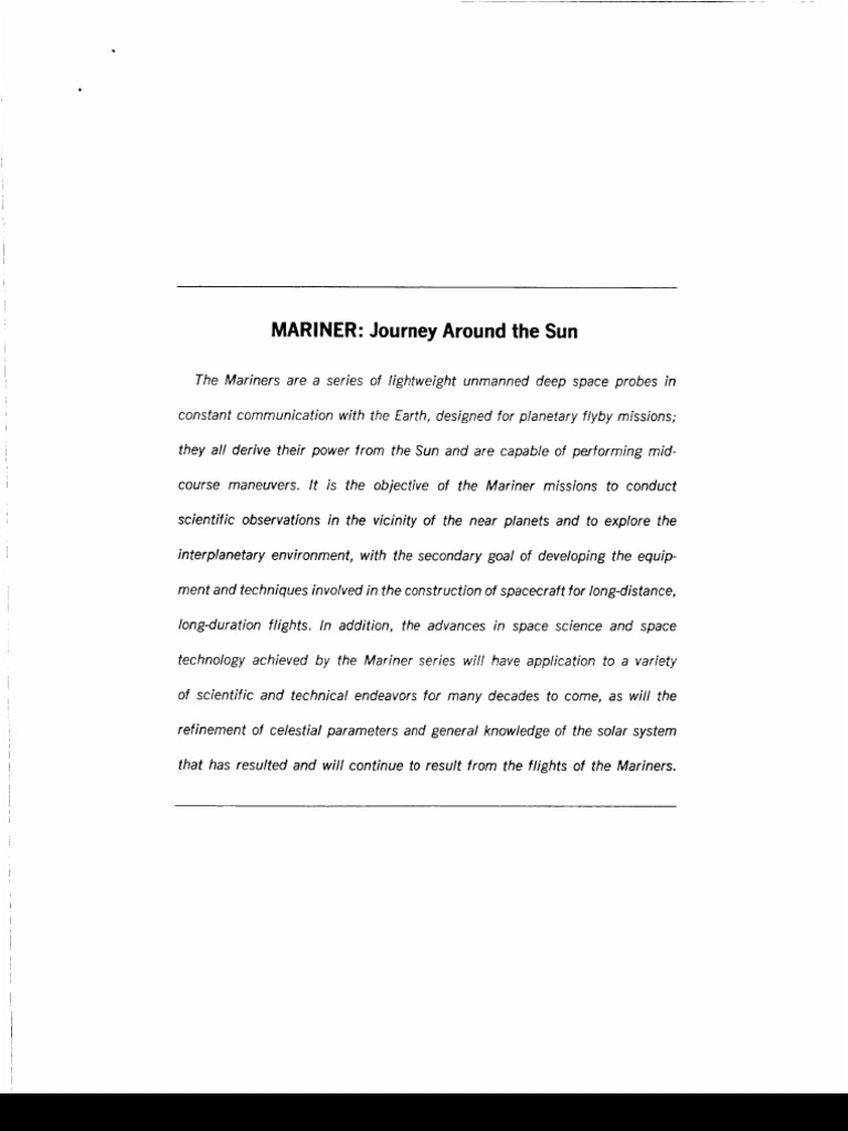 Mariner - Journey Around The Sun | PDF | Mariner Program | Nasa Deep ...