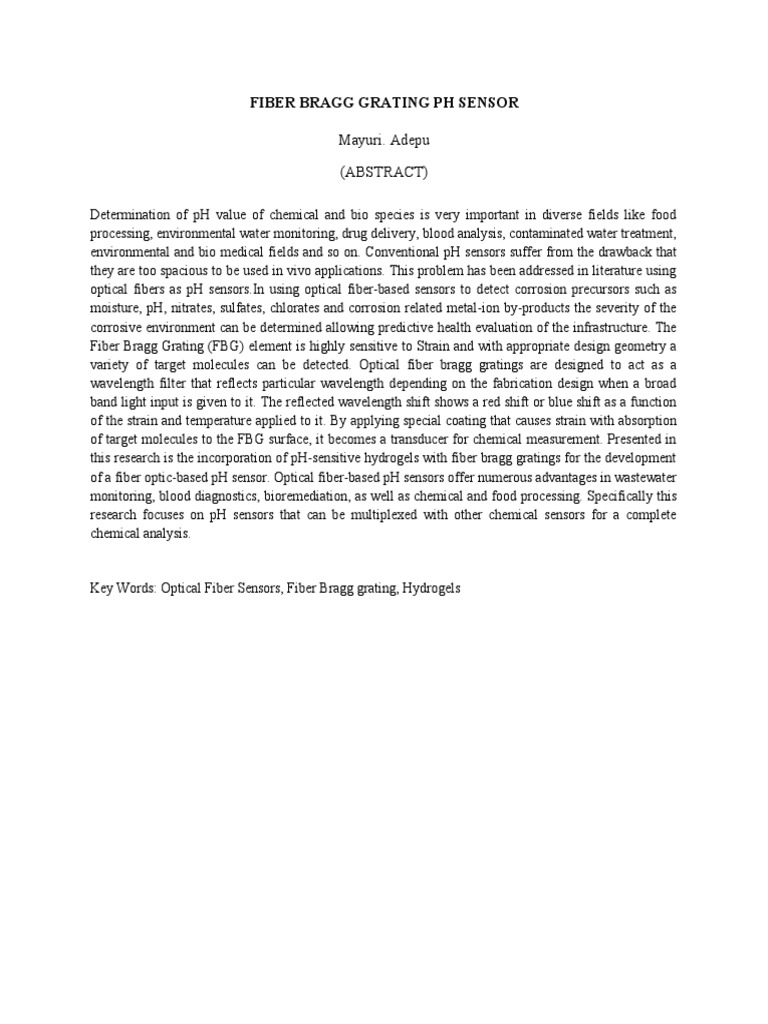 Optical Fiber pH Sensors Explained | PDF | Science & Mathematics