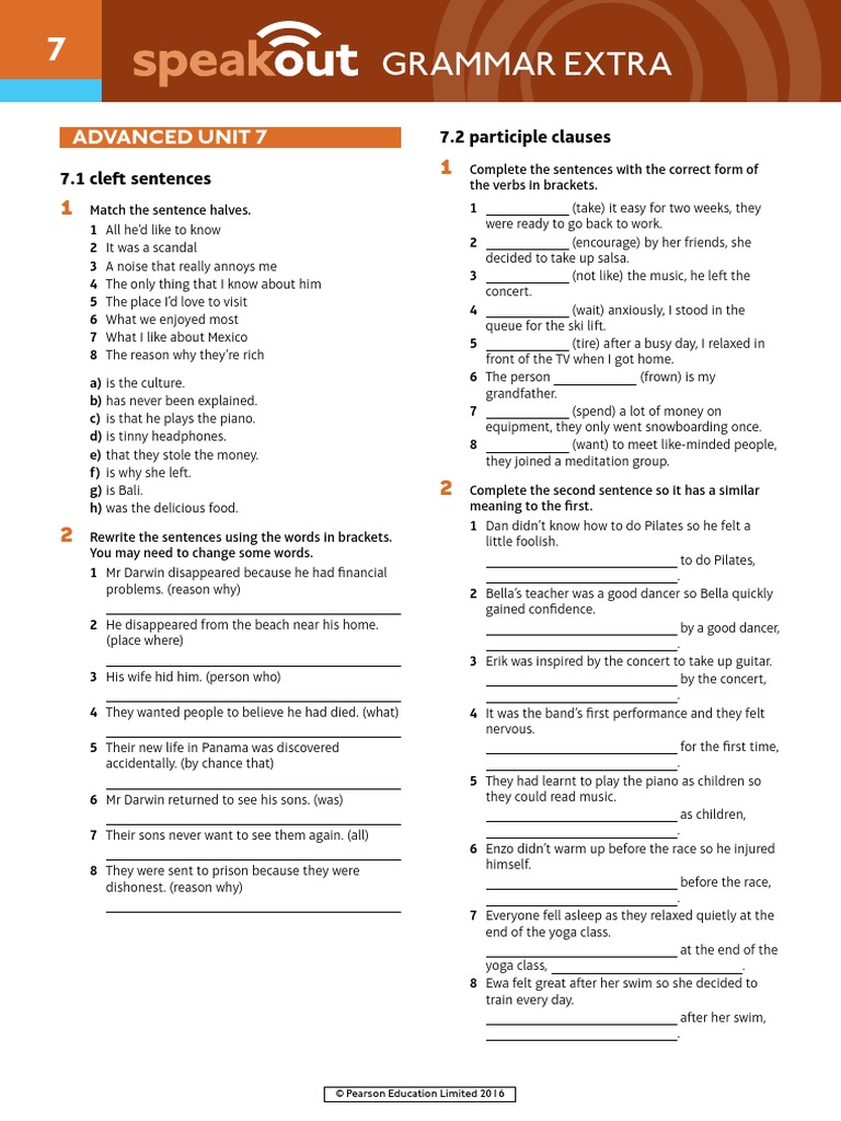 Grammar Extra: Advanced Unit 7 | PDF | Sentence (Linguistics)
