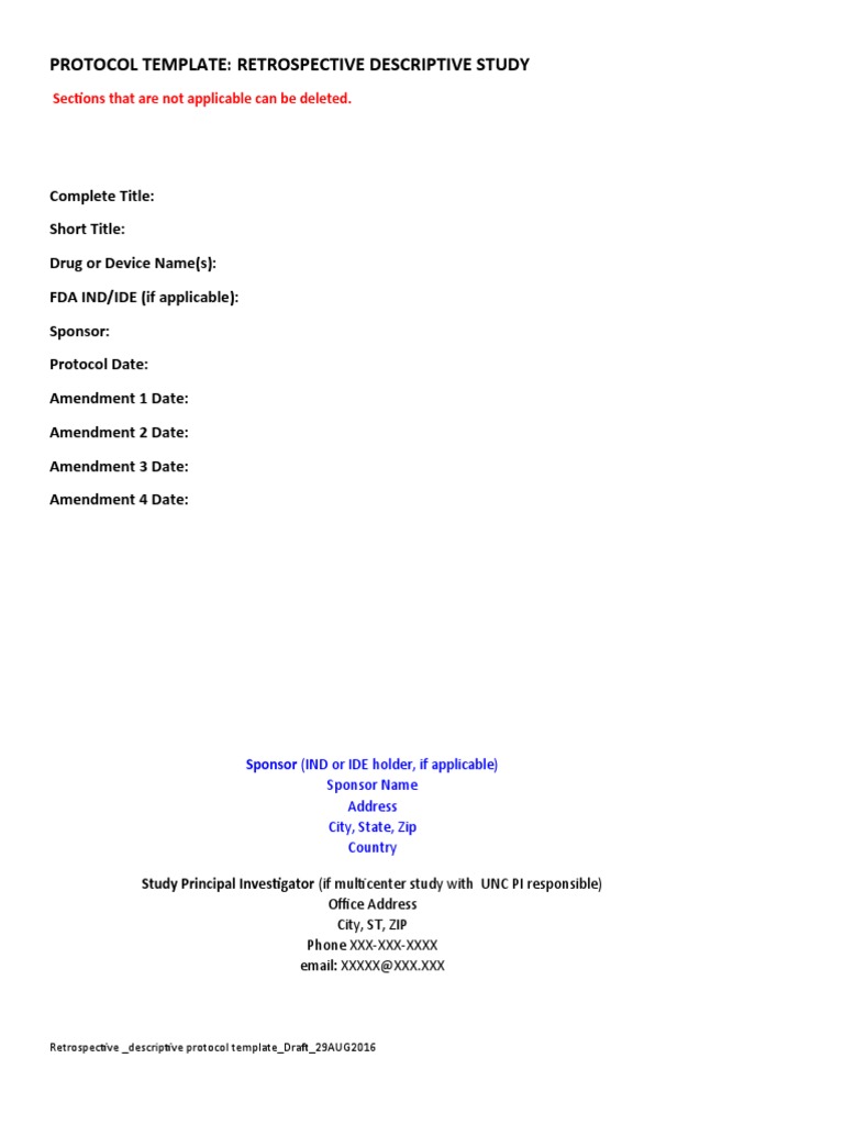 Retrospective Descriptive Study Protocol | PDF | Statistics | Risk