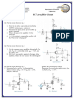FET Amplifier Sheet: Suez Canal University Faculty of Engineering Ismailia Campus Department of Electrical Engineering