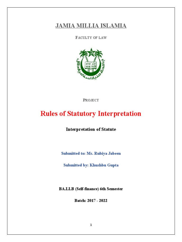 Rules of Statutory Interpretation | PDF | Plain Meaning Rule ...
