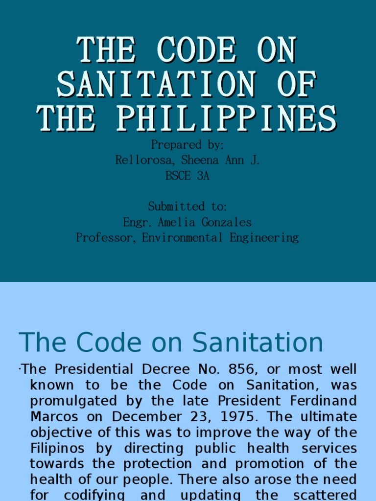The Code on Sanitation of the Philippines Sewage Treatment Sanitary