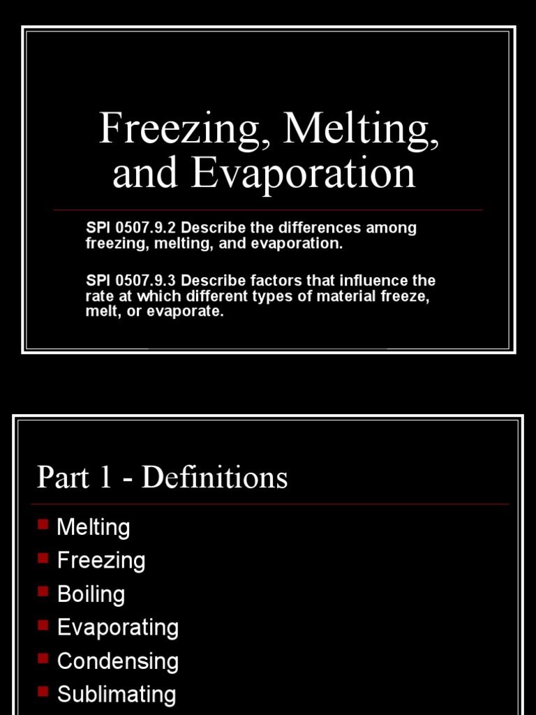 Freezing, Melting, and Evaporation PDF Melting Point Evaporation